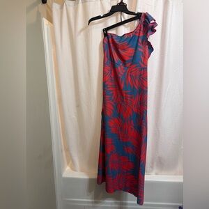 Blue and orange maxi dress